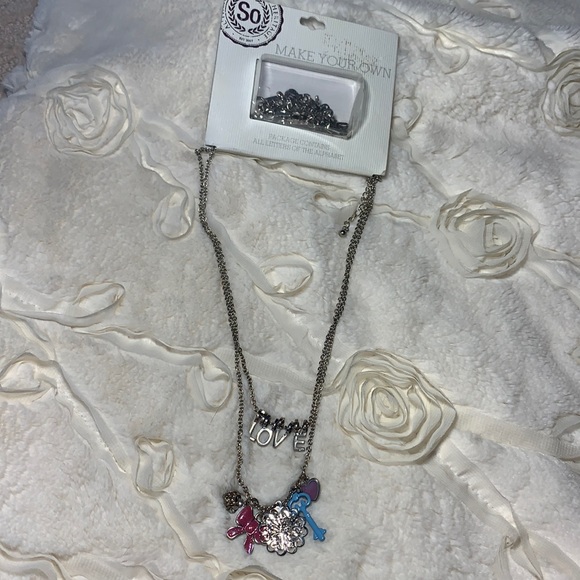 Double Layer Silver Fashion Necklace Personalize by Changing Words Kids Jewelry - Picture 2 of 4